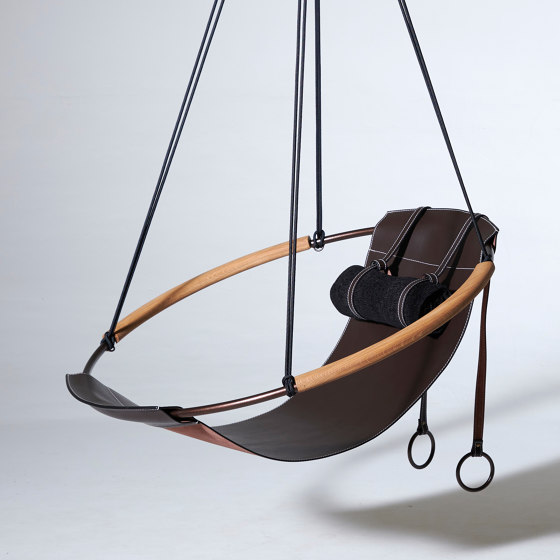 Sling Wooden Armrest - Thick Leather - Hanging Chair | Dondoli | Studio Stirling