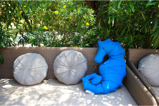 XL-pouf und Kissen | Outdoor-Kissen Seepferdchen marineblau | Kissen | MX HOME