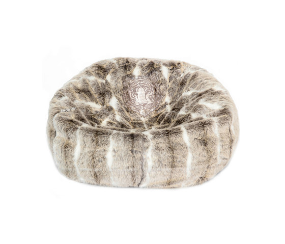 Faux fur beanbag | Brown faux fur embroidered beanbag | Beanbags | MX HOME