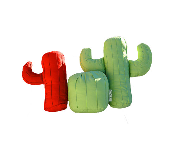 Coussin Extérieur Coloré | Lot de 3 coussins extérieur cactus vert et rouge | Coussins | MX HOME