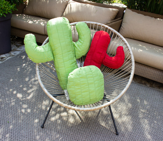 Coussin Extérieur Coloré | Lot de 3 coussins extérieur cactus vert et rouge | Coussins | MX HOME