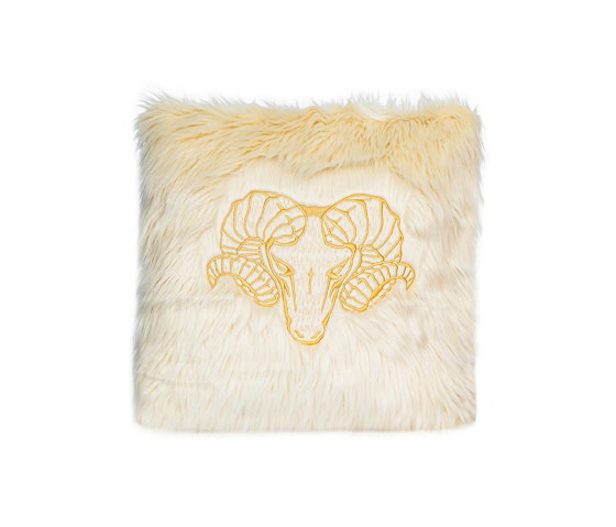 Faux fur cushion | Embroidered faux fur cushion Cream | Cushions | MX HOME