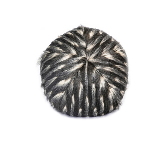 Faux fur cushion | Faux fur ball cushion - Black & White | Cushions | MX HOME