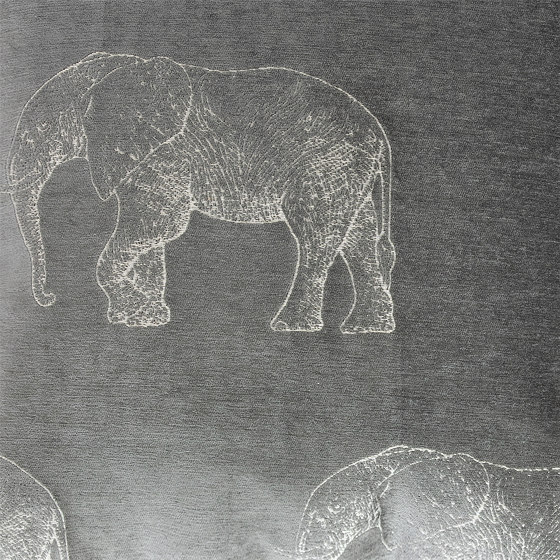 Pouf Intérieur Velours | Pouf en velours gris avec éléphants brodées | Poufs géants | MX HOME