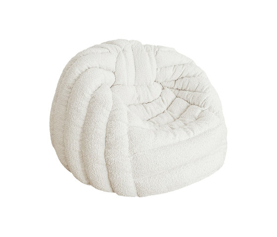 Puf de lana rizada | Puf Igloo de lana rizada crema blanca | Pufs saco | MX HOME