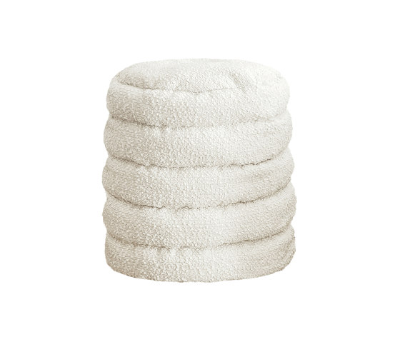 Puf de lana rizada | Taburete de lana rizada crema blanca | Taburetes | MX HOME