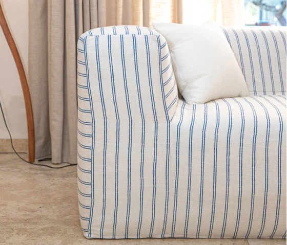 Indoor modular sofa | Modular corner sofa - Removable cover 5/6 seater - Striped linen | Sofas | MX HOME