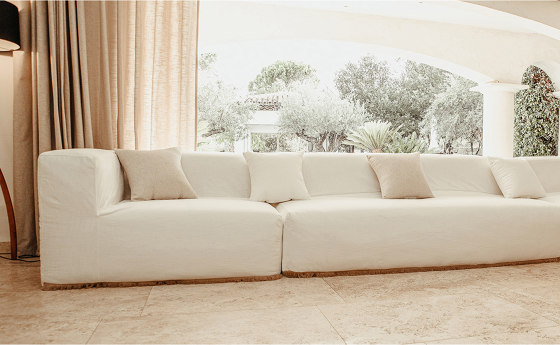 Indoor modular sofa | Modular corner sofa - Removable cover 5/6 seater - White cotton | Sofas | MX HOME