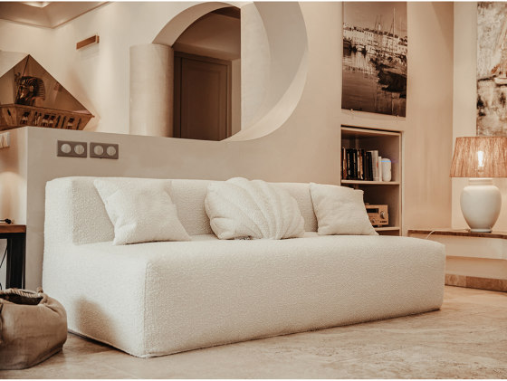 Indoor modular sofa | Modular corner sofa - Removable cover 5/6 seater - White cotton | Sofas | MX HOME