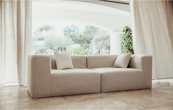 Indoor modular sofa | Modular sofa - Removable cover 3 seater - Linen | Sofas | MX HOME