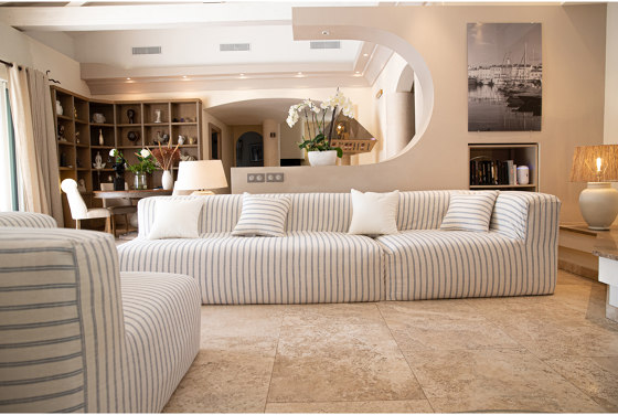 Innensofa | Indoor-Sofa modular abnehmbar 4/5 Sitzer, weiß und blau | Sofas | MX HOME