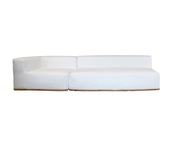 Indoor modular sofa | Modular sofa - Removable cover 4/5 seater - Washed cotton wiht fringe | Sofas | MX HOME