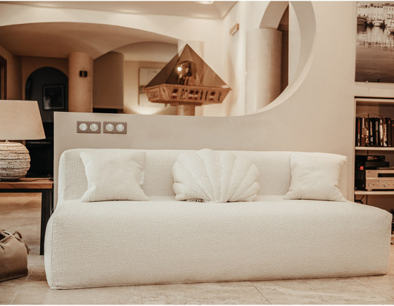 Innensofa | Indoor-Sofa modular abnehmbar aus Bouclé-Wolle 4/5 Sitzer, weiß | Sofas | MX HOME