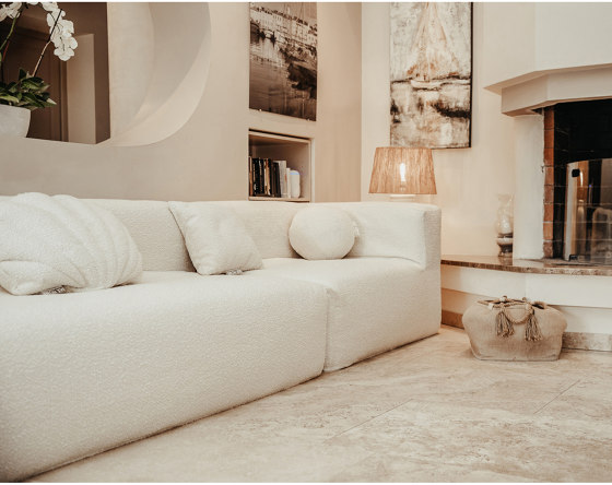 Innensofa | Indoor-Sofa modular abnehmbar aus Bouclé-Wolle 4/5 Sitzer, weiß | Sofas | MX HOME