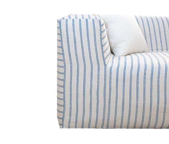 Indoor modular sofa | Modular sofa 1 module - Removable cover - Striped Linen | Armchairs | MX HOME