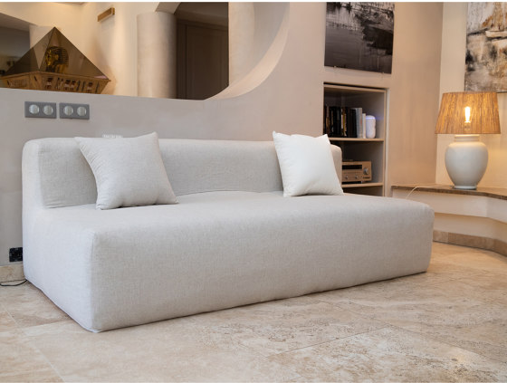 Indoor modular sofa | Modular sofa bench - Removable cover 3 seater - Linen | Sofas | MX HOME