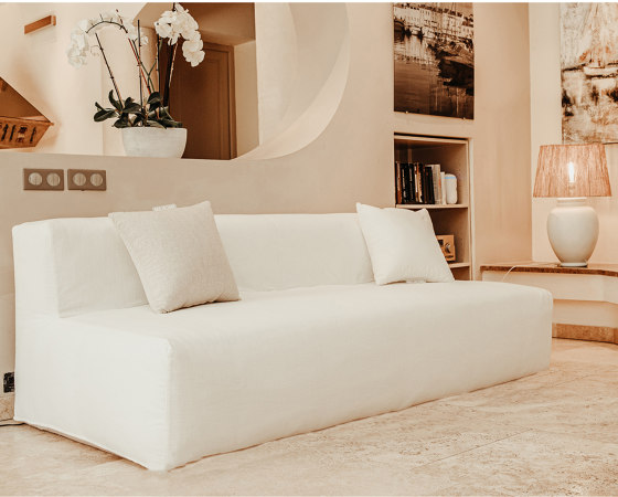 Indoor modular sofa | Modular sofa bench - Removable cover 3 seater - White cotton | Sofas | MX HOME