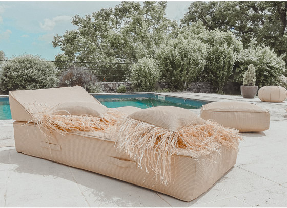 Foam sunbed | Outdoor foam bed - 1 people - beige "raffia effect" | Sun loungers | MX HOME