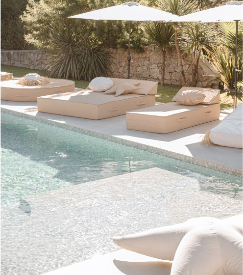 Beds and foam Mattresses | Outdoor foam bed - 2 people - beige "raffia effect" | Sun loungers | MX HOME