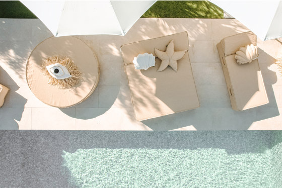 Beds and foam Mattresses | Outdoor foam bed - 2 people - beige "raffia effect" | Sun loungers | MX HOME