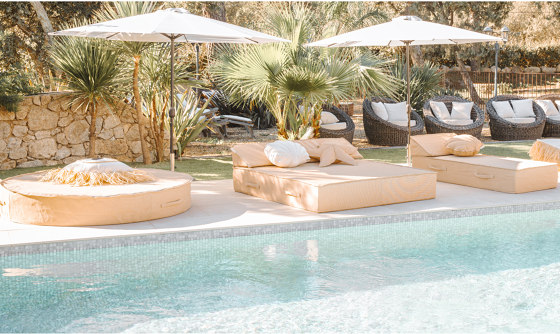 Beds and foam Mattresses | Outdoor foam bed - 2 people - beige "raffia effect" | Sun loungers | MX HOME