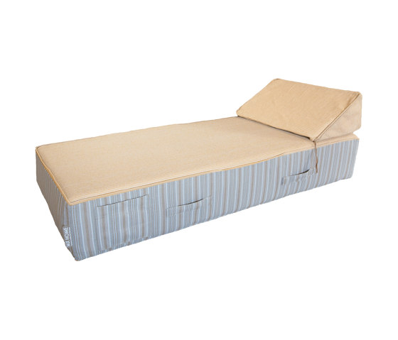 Outdoor-Bett | Außenbett aus Schaumstoff gestreifter 1 Sitzer, bast-effekt | Sonnenliegen / Liegestühle | MX HOME