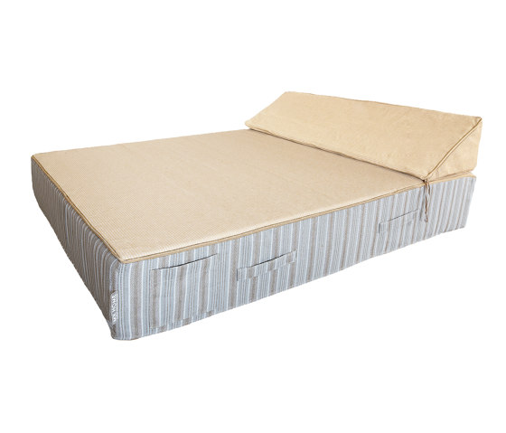 Foam sunbed | Outdoor foam bed 2 people - Striped "raffia effect" | Sun loungers | MX HOME