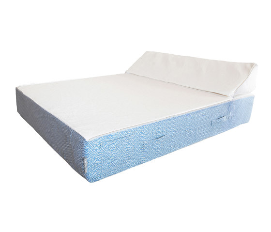 Foam sunbed | Outdoor foam bed 2 person - White and blue | Sun loungers | MX HOME