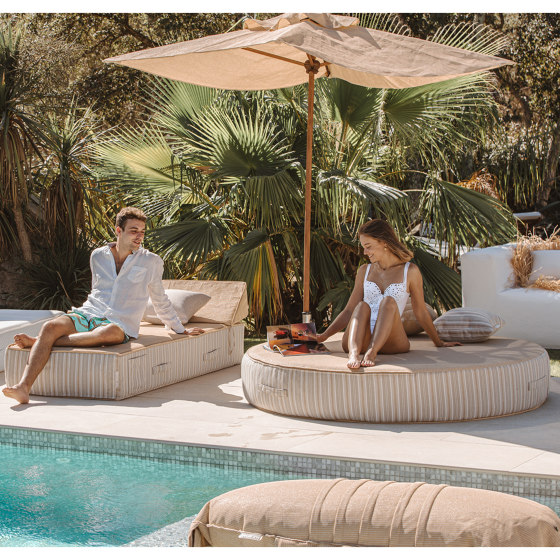 Beds and foam Mattresses | Outdoor foam bed round - Striped "raffia effect" | Sun loungers | MX HOME