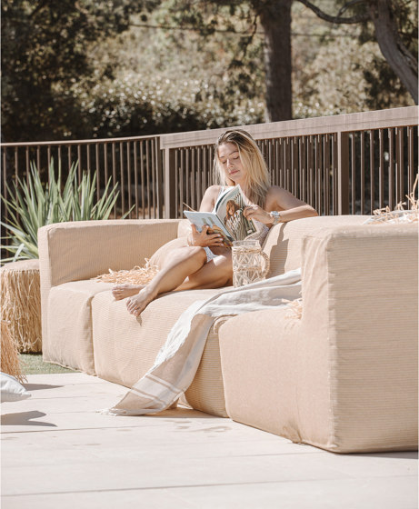 Outdoor sofa | Outdoor modular sofa - Removable cover 3 seater - Raffia | Sofas | MX HOME