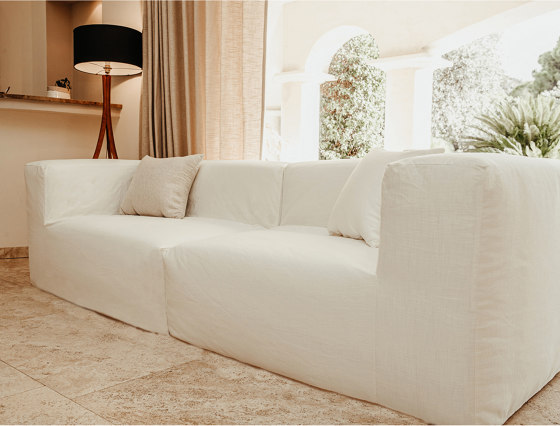 Sofá modular - Exterior | Canapé modulable- Desenfundable 3 plazas - Algodon lavado blanco | Sofás | MX HOME