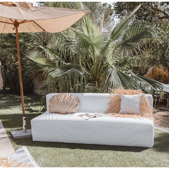 Outdoor sofa | Outdoor modular sofa bench - Removable cover 3 seater - White | Sofas | MX HOME