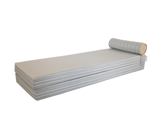 Foam sunbed | Outdoor reversible mattress recto striped & verso raffia - Double | Sun loungers | MX HOME