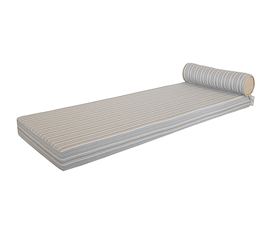 Foam sunbed | Outdoor reversible mattress recto striped & verso raffia - Single | Sun loungers | MX HOME