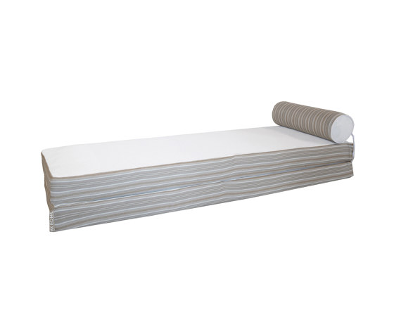 Foam sunbed | Outdoor reversible mattress recto striped & verso white - Double | Sun loungers | MX HOME