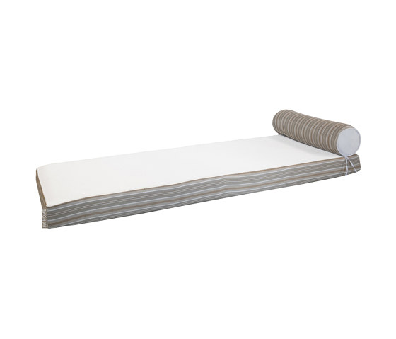 Foam sunbed | Outdoor reversible mattress recto striped & verso white - Single | Sun loungers | MX HOME