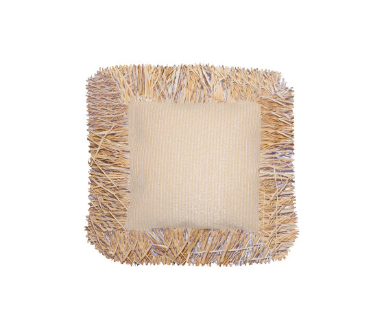 Outdoor cushion | Raffia effect cushion with bangs - Outdoor | Cushions | MX HOME