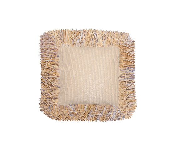 Coussin Extérieur Raffia | Coussin carré raphia à frange | Coussins | MX HOME