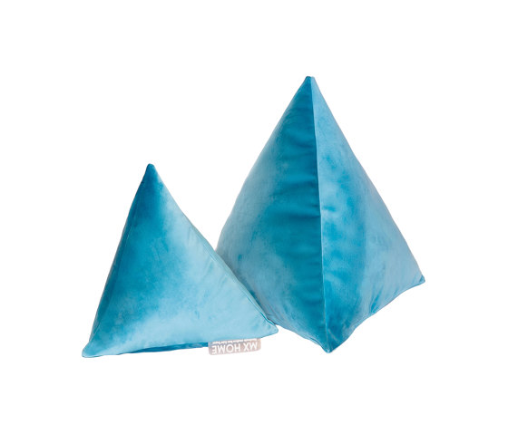 Coussin Intérieur Velours | Lot de 2 coussins pyramide en velours bleu cyan | Coussins | MX HOME