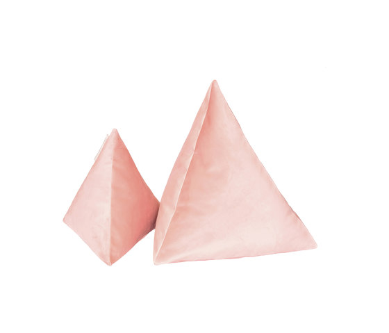 Cuscino in velluto | Set di 2 cuscini piramide in velluto rosa | Cuscini | MX HOME