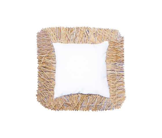 Outdoor cushion | White cushion with raffia fringe - Outdoor | Cushions | MX HOME