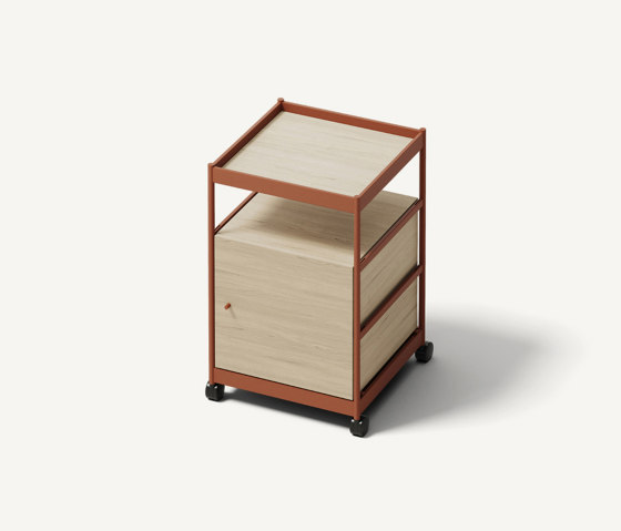 Beside Mid Frame, 1 Pc Cabinet, 1 Pc Shelf Copper Brown/Oak | Estantería | MIZETTO