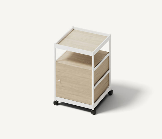 Beside Mid Frame, 1 Pc Cabinet, 1 Pc Shelf Signal White/Oak | Étagères | MIZETTO