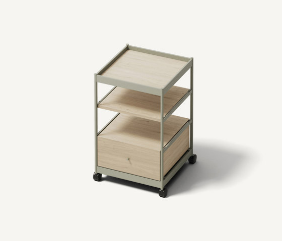 Beside Mid Frame, 1 Pc Drawer, 2 Pcs Shelves Forest Green/Oak | Scaffali | MIZETTO