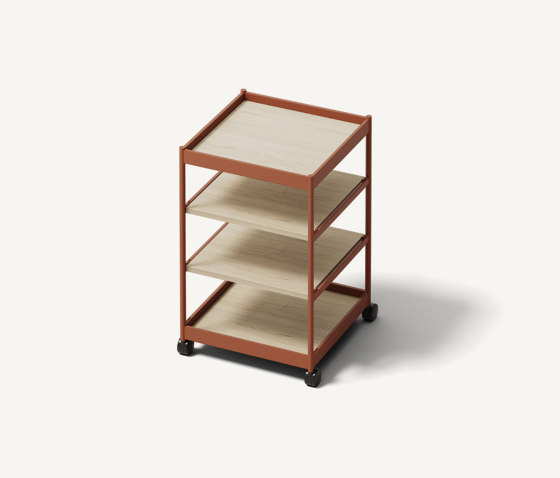 Beside Mid Frame, 4 Pcs Shelves Copper Brown/Oak | Étagères | MIZETTO