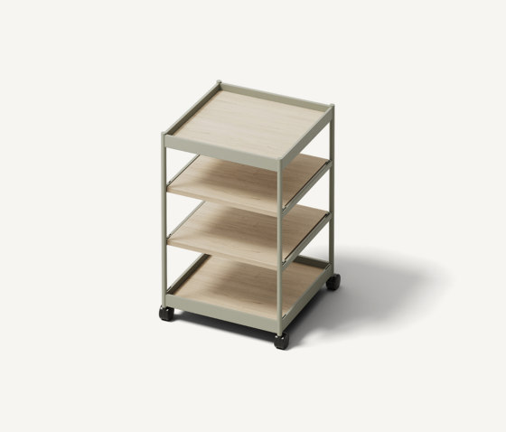 Beside Mid Frame, 4 Pcs Shelves Forest Green/Oak | Scaffali | MIZETTO