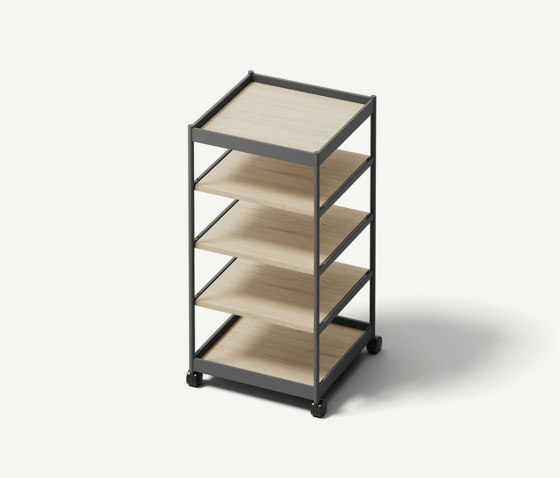 Beside Tall Frame, 5 Pcs Shelves Anthracite/Oak | Shelving | MIZETTO