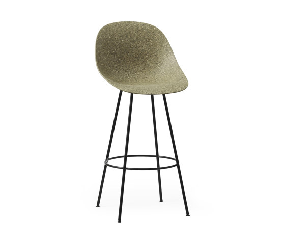 Mat Barchair 75 cm Black Steel - Seaweed | Tabourets de bar | Normann Copenhagen