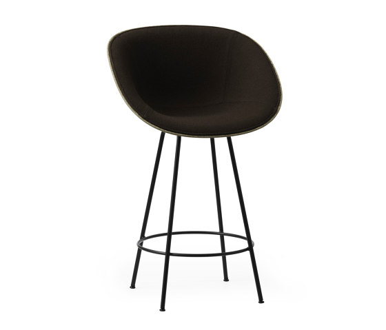 Mat Bar Armchair 65 cm Front Upholstery Black Steel - Seaweed | Taburetes de bar | Normann Copenhagen