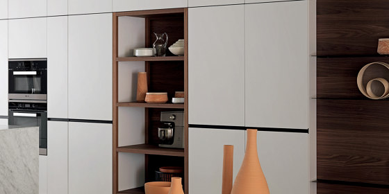 Wooden shelving unit | Kitchen organization | Valcucine